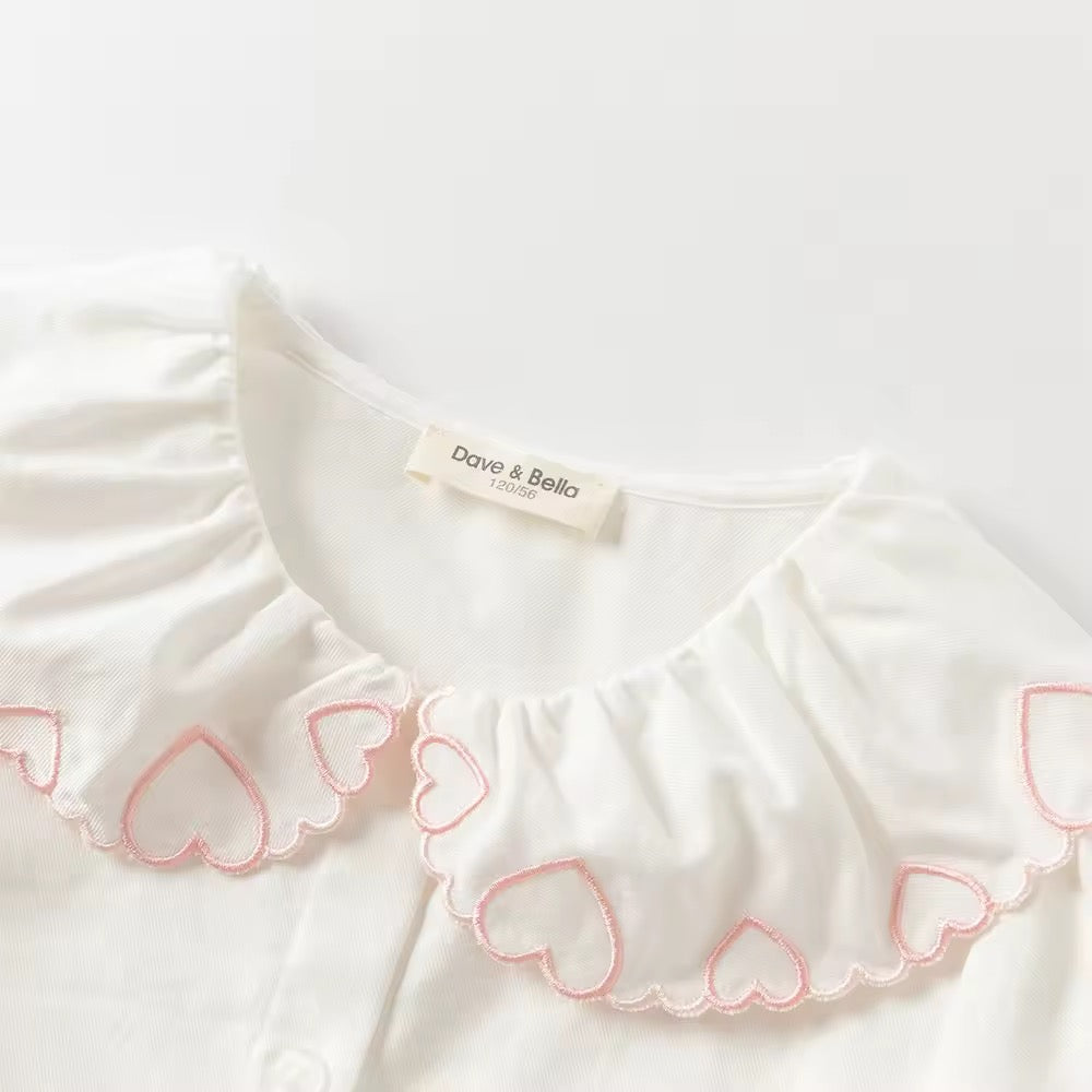 【予約】dave&bella デイブベラ ハート刺繍襟ブラウス DK3252659