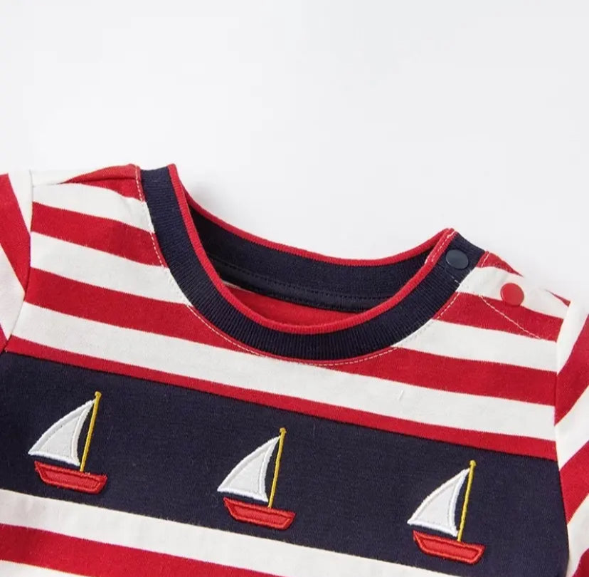 dave&bella デイブベラ レッドボーダーヨットロンパース 59cm 66cm