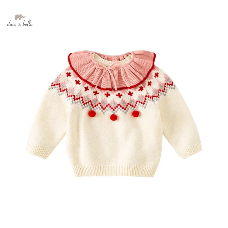 dave&bella pompon winter sweater with attached collar DB4237460