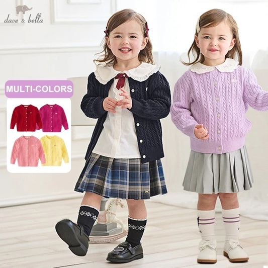 【予約】dave&bella デイブベラ ロゴ刺繍ケーブル編みカーディガン DB3243397-A