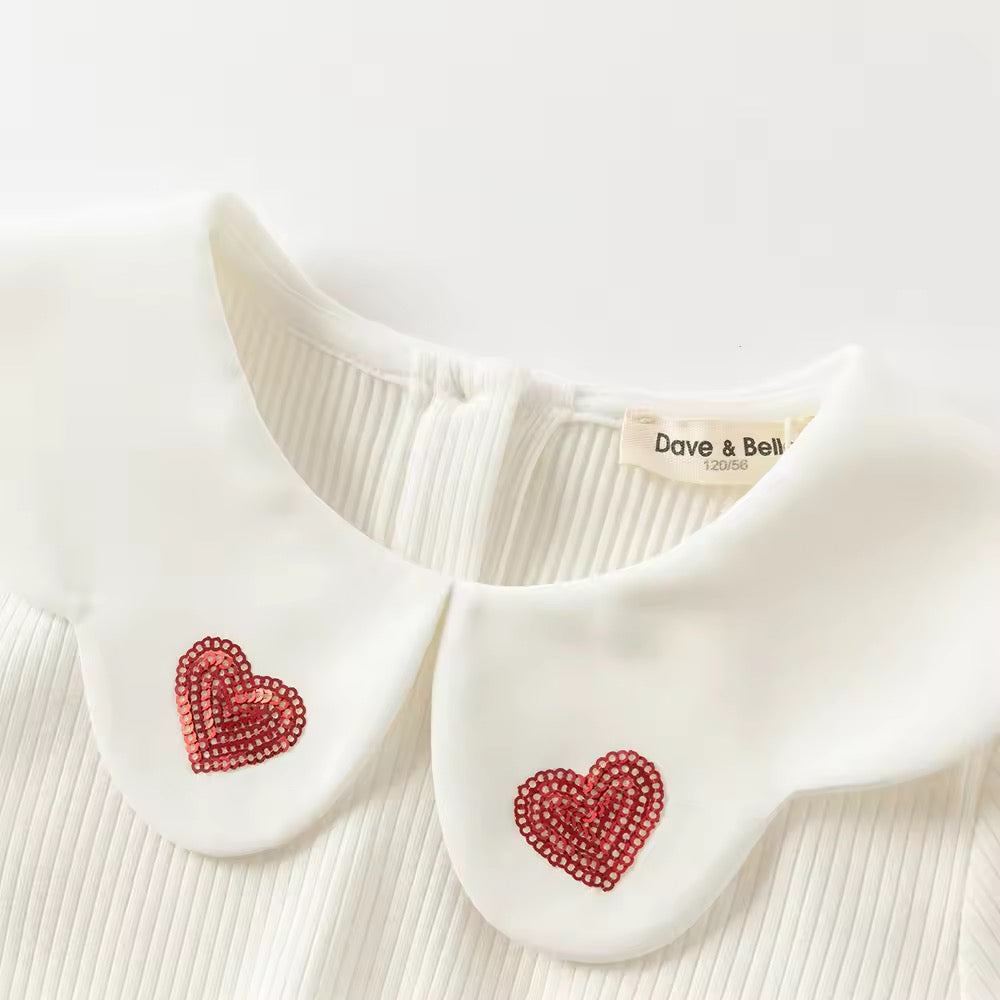【予約】dave&bella デイブベラ ハート襟リブトップス DK3252660