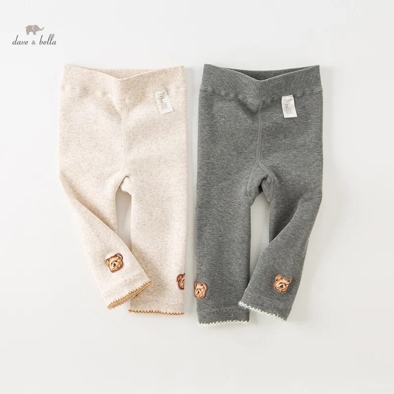 dave&bella Dave Bella bear embroidery brushed lining leggings tights DB4238230