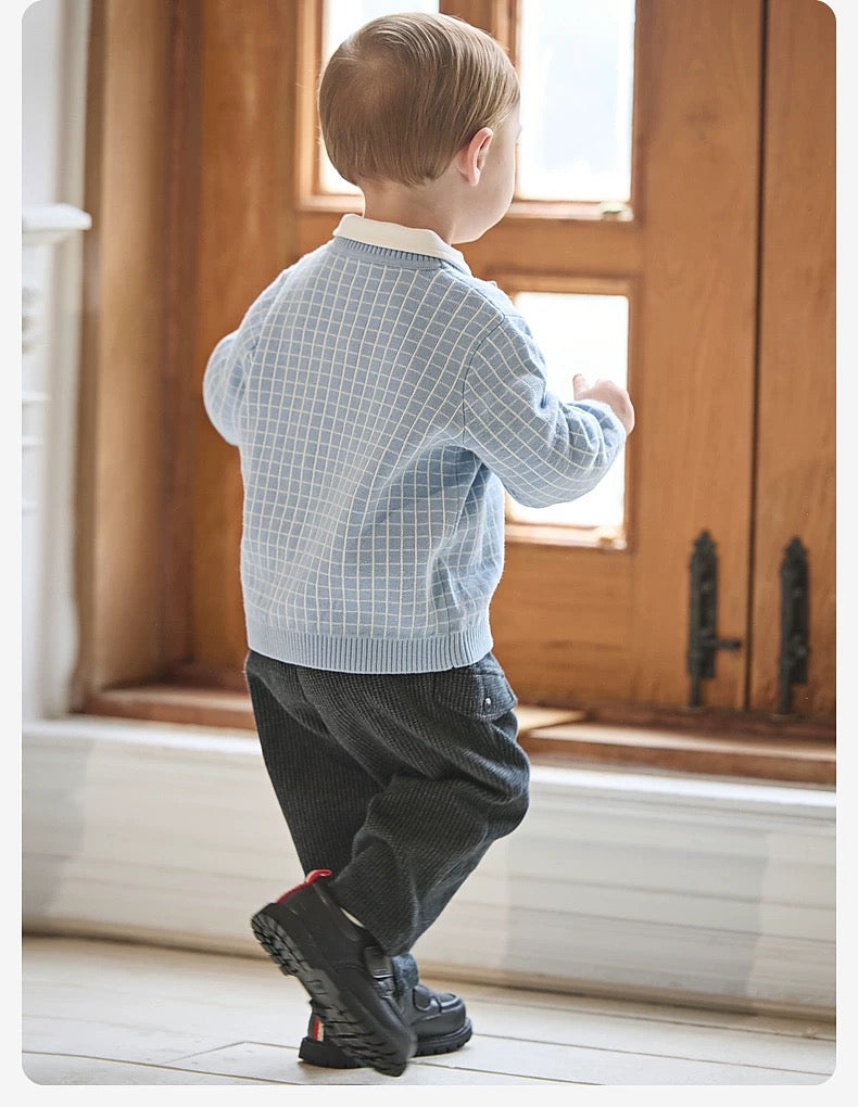 dave&bella デイブベラ ライトブルーチェックカーディガン DB3241953