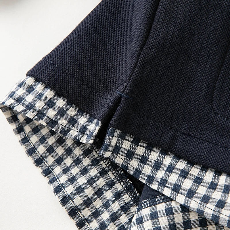 【80cm last one】dave&bella デイブベラ ネイビーベストドッキングシャツ&パンツセット DB3237078