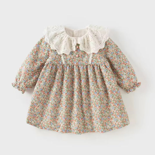 【予約】dave&bella デイブベラ ニット襟裏起毛フローラルワンピース DB4251838