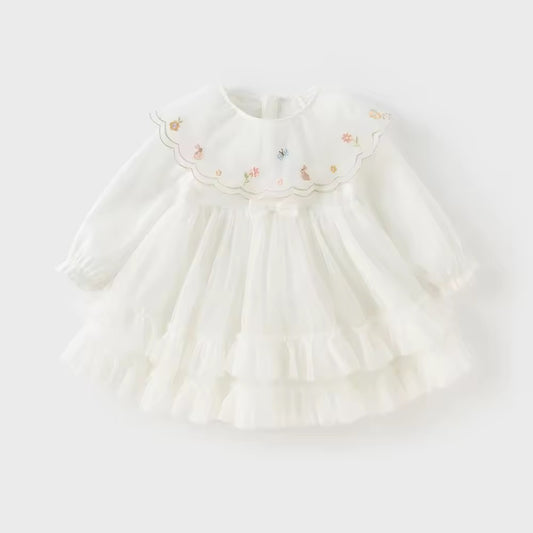 【予約】dave&bella デイブベラ スカラップ刺繍襟チュールワンピース DB3253339