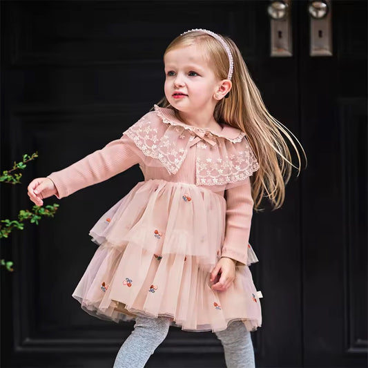 【予約】dave&bella デイブベラ レースケープ付きティアードチュールスカートワンピース DB3252680