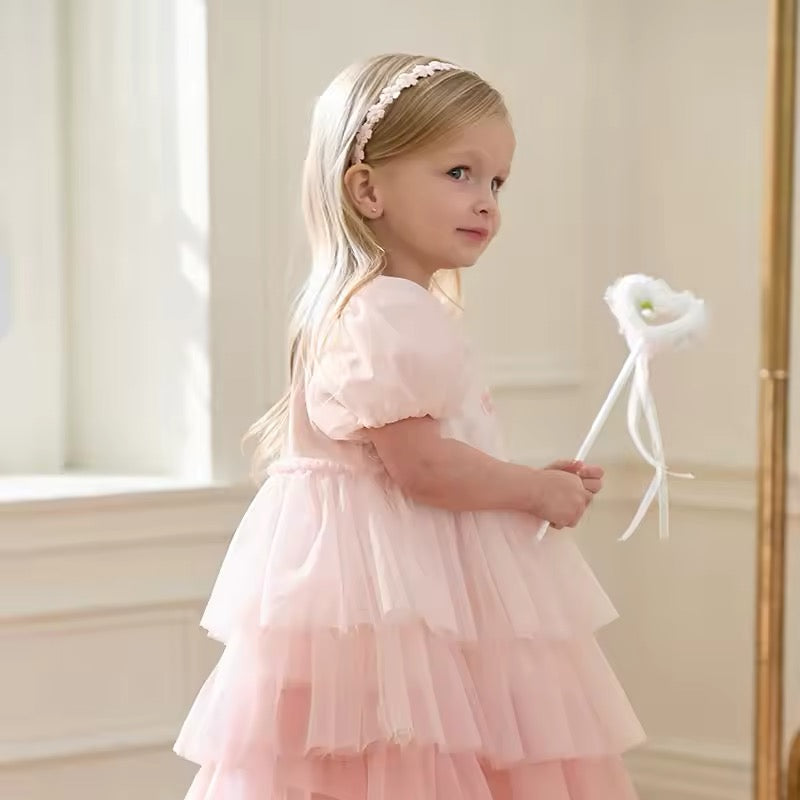 dave&bella デイブベラ フラワー刺繍ピンクドレス DB2251649