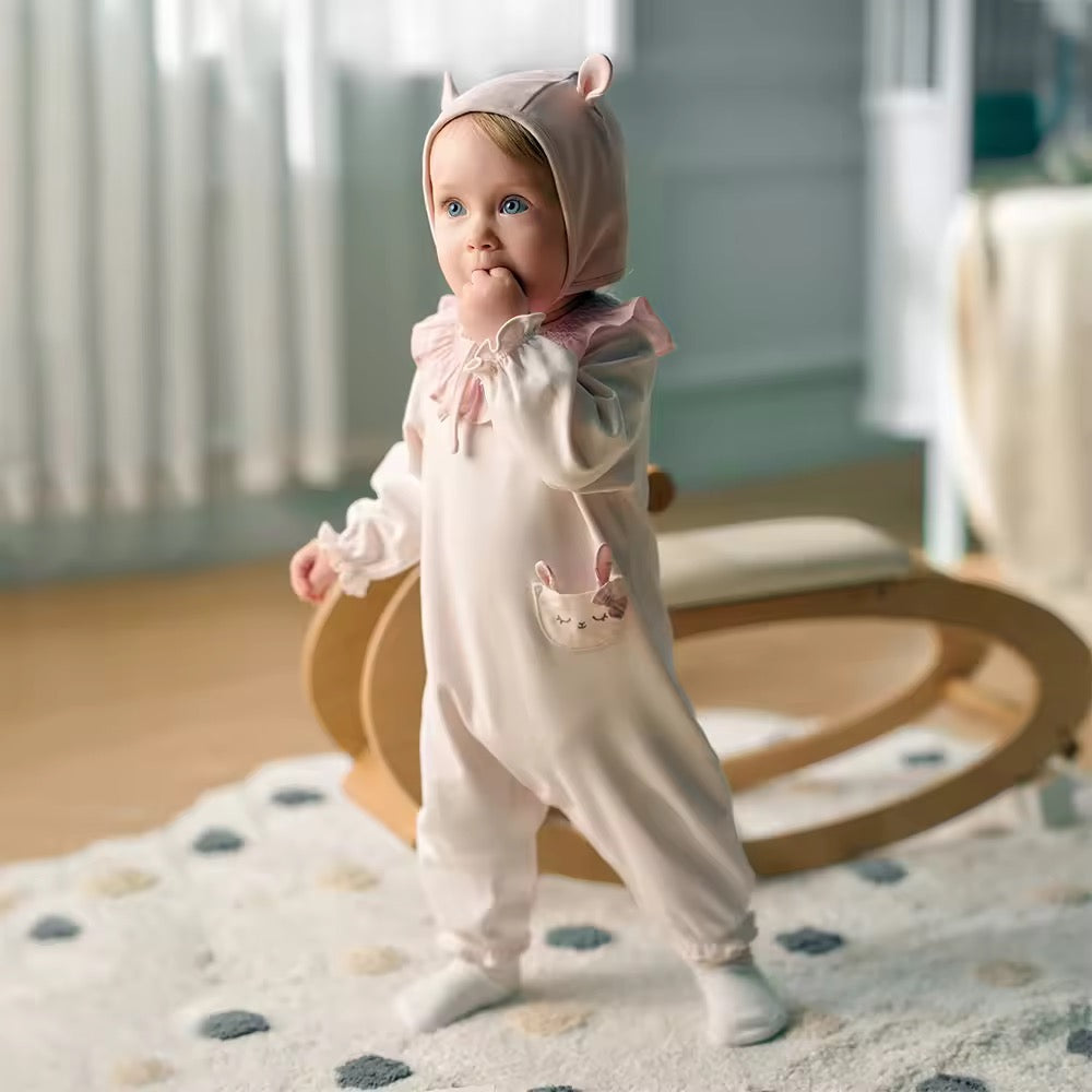 【予約】dave&bella デイブベラ みみつきポンネット付きロンパース DB3252989