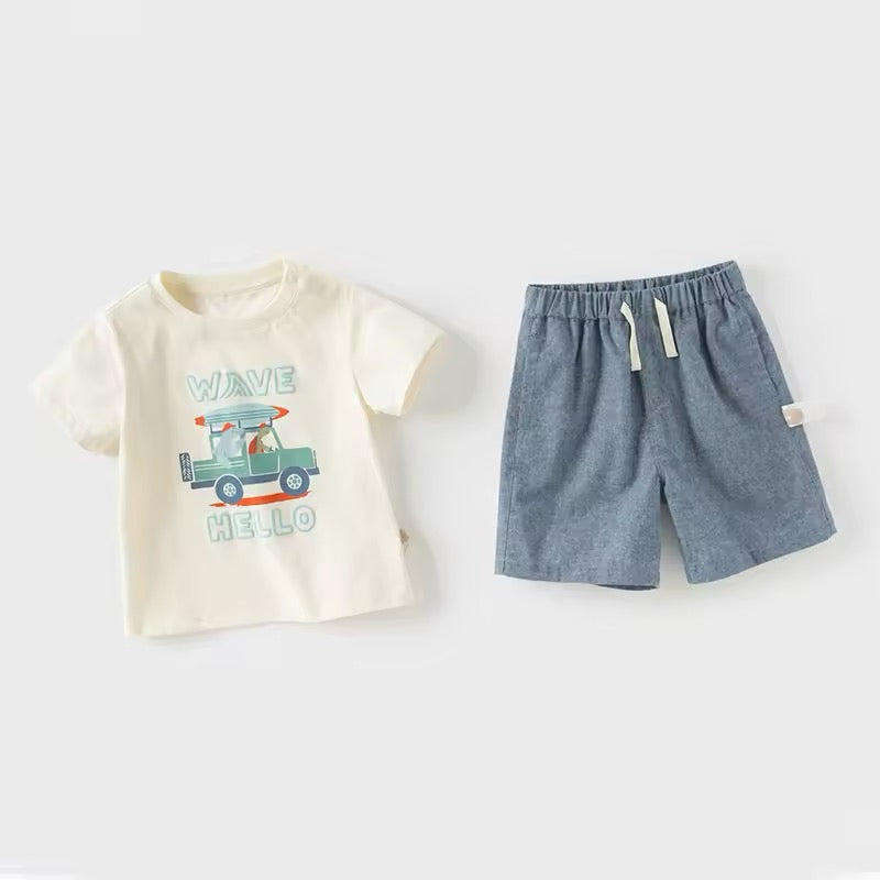 【予約】dave&bella デイブベラ イラストTシャツ&ハーフパンツセット DB2250232