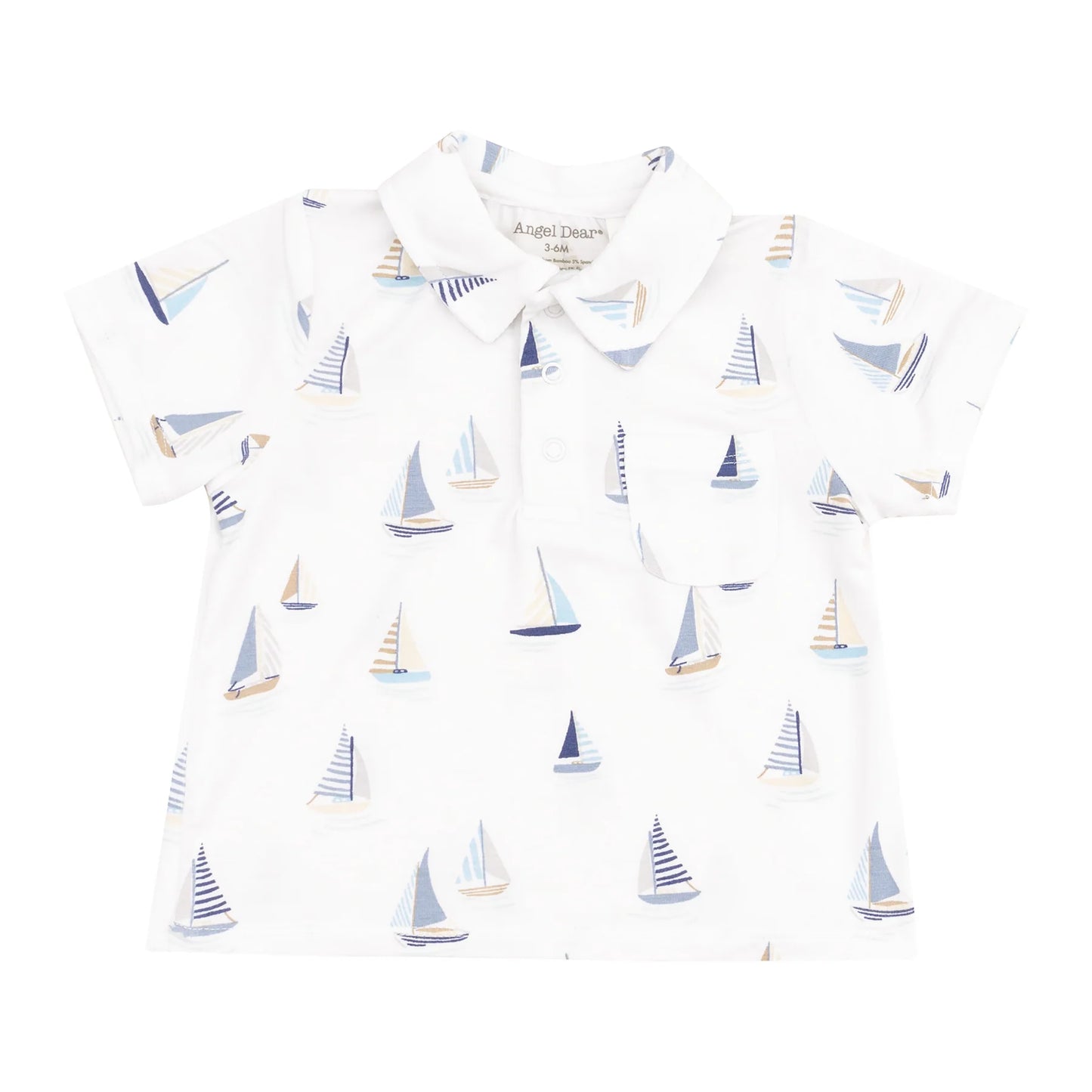 ANGEL DEAR Polo Shirt & Short - Sailboats Blue