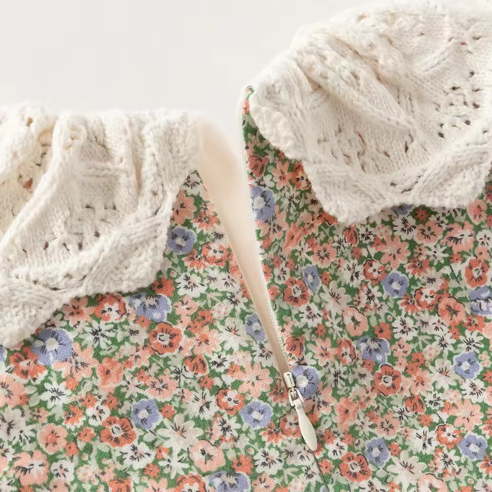 【予約】dave&bella デイブベラ ニット襟裏起毛フローラルワンピース DB4251838