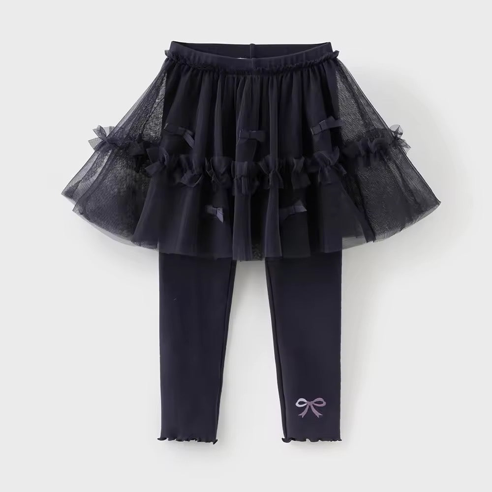 【予約】dave&bella デイブベラ ブラックリボンチュールスカートレギンス DK3253061