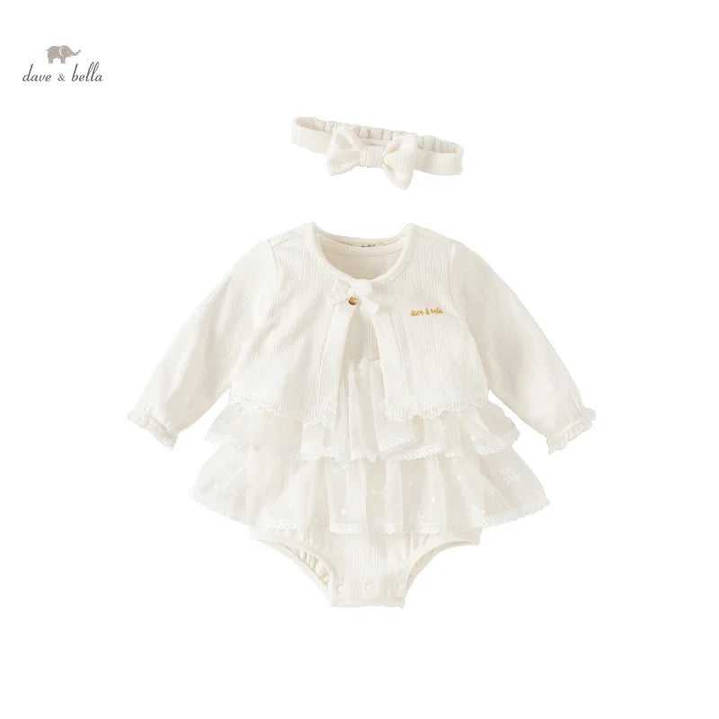 dave&bella デイブベラ ホワイトベビードレス3点セット DB1247713