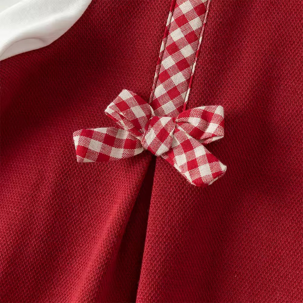 【予約】dave&bella デイブベラ チェリー刺繍襟レッドワンピース DB3252412