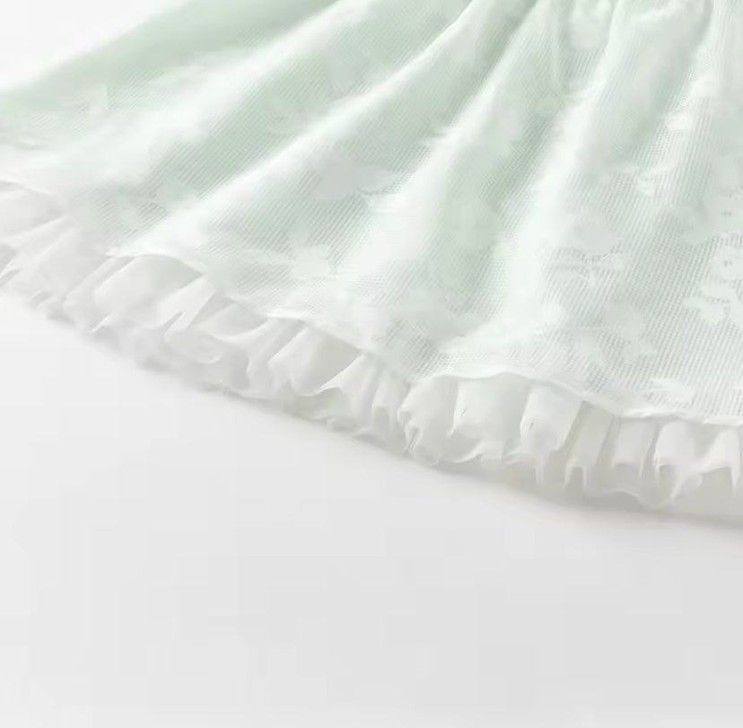 【予約】dave&bella デイブベラ 刺繍襟ライトグリーンワンピース DB2251622