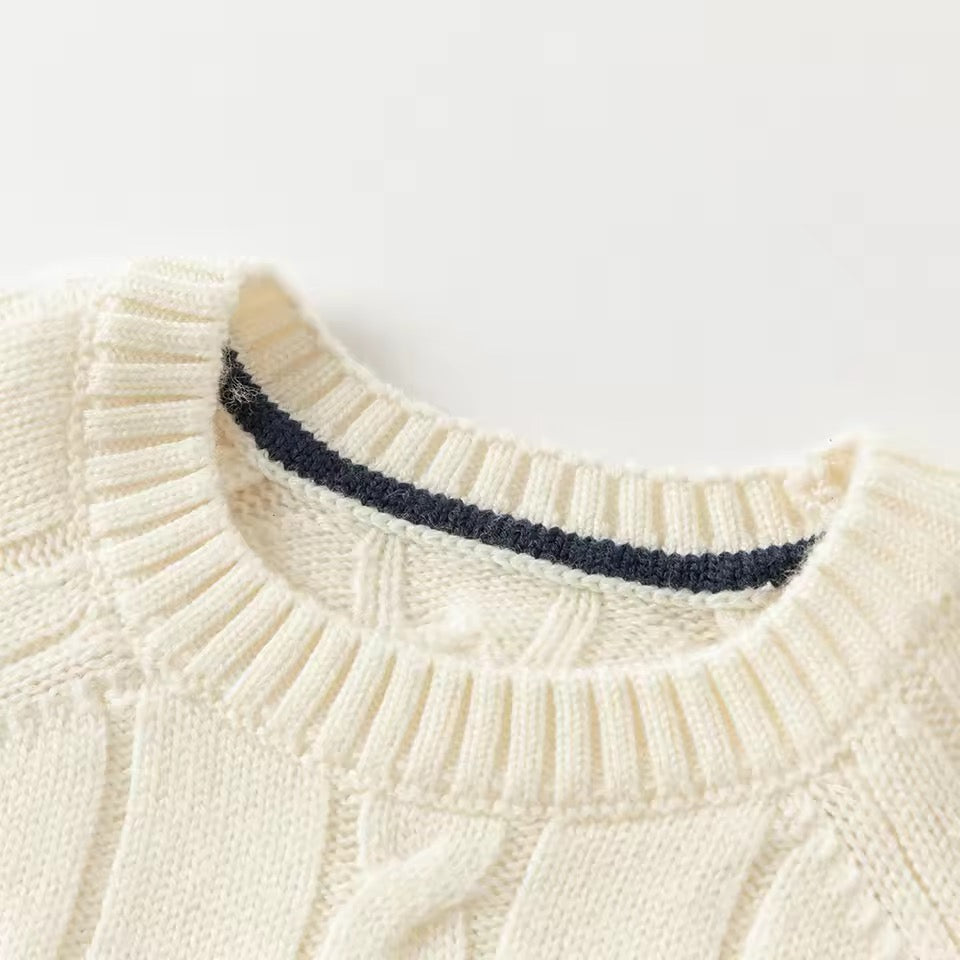 【予約】dave&bella デイブベラ ウール100%ロゴ刺繍ケーブル編みニット DB4254390
