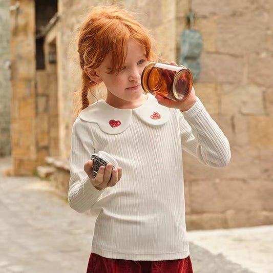 【予約】dave&bella デイブベラ ハート襟リブトップス DK3252660