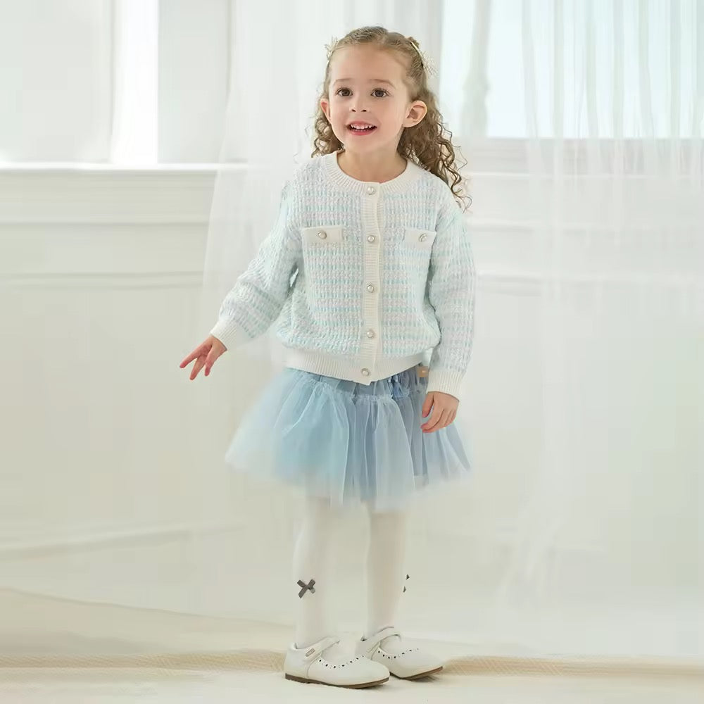 【予約】dave&bella デイブベラ ライトブルーチェックカーディガン DB3253543