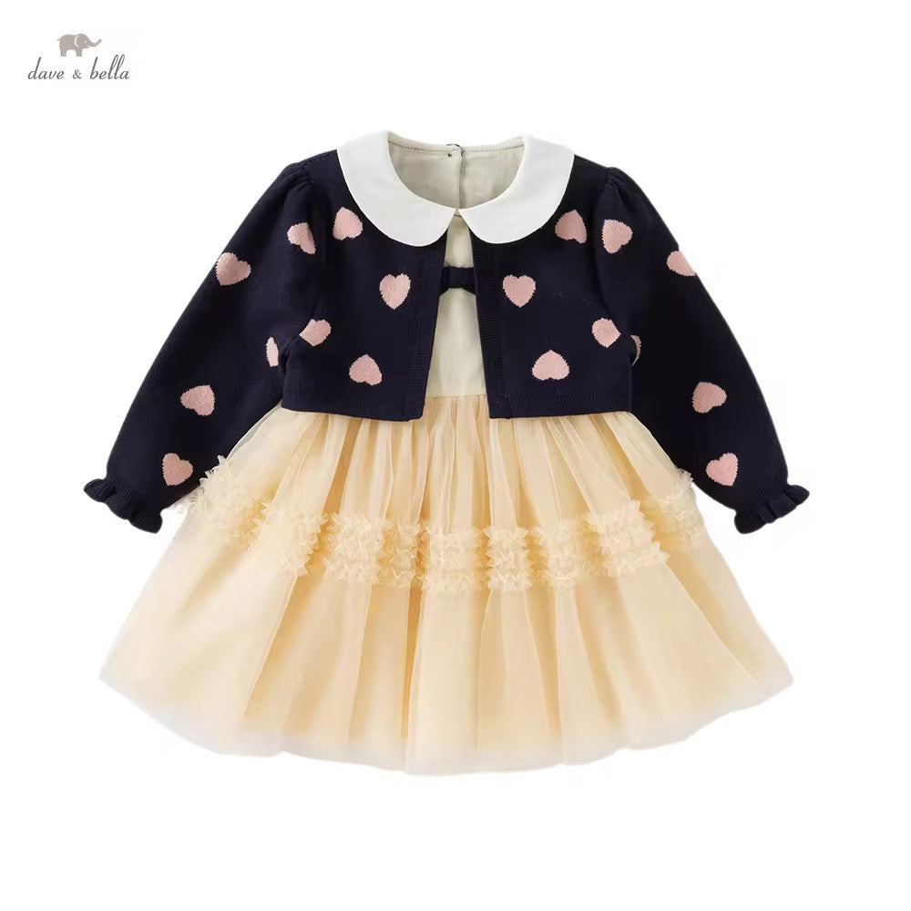 dave&bella デイブベラ ハートカーディガンドッキングチュールワンピース DB3253153