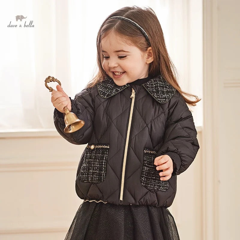 【100cm last one】dave&bella デイブベラ ブラックツイードMIXダウンジャケット DB4237293