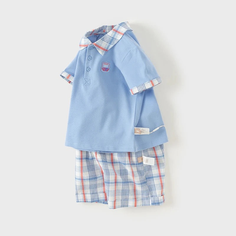 【80cm last one】dave&bella デイブベラ レッドブル-チェックセットアップ DB2241709