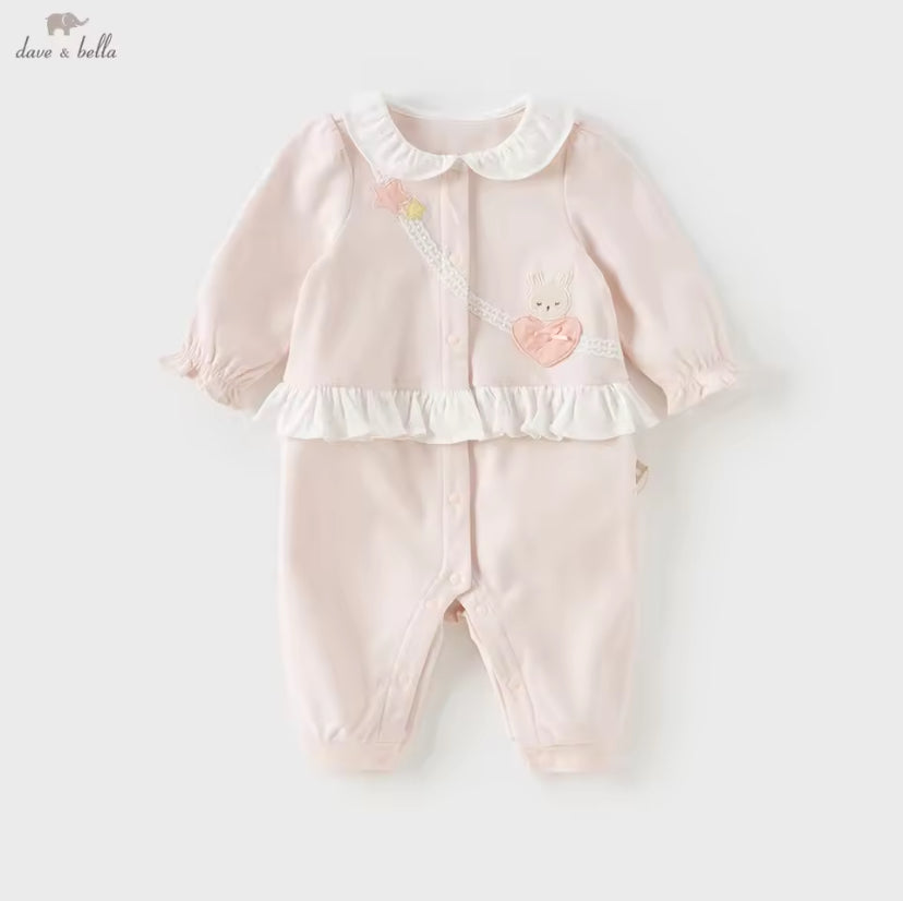 【予約】dave&bella デイブベラ うさちゃんハートポシェットデザインロンパース DB3252976