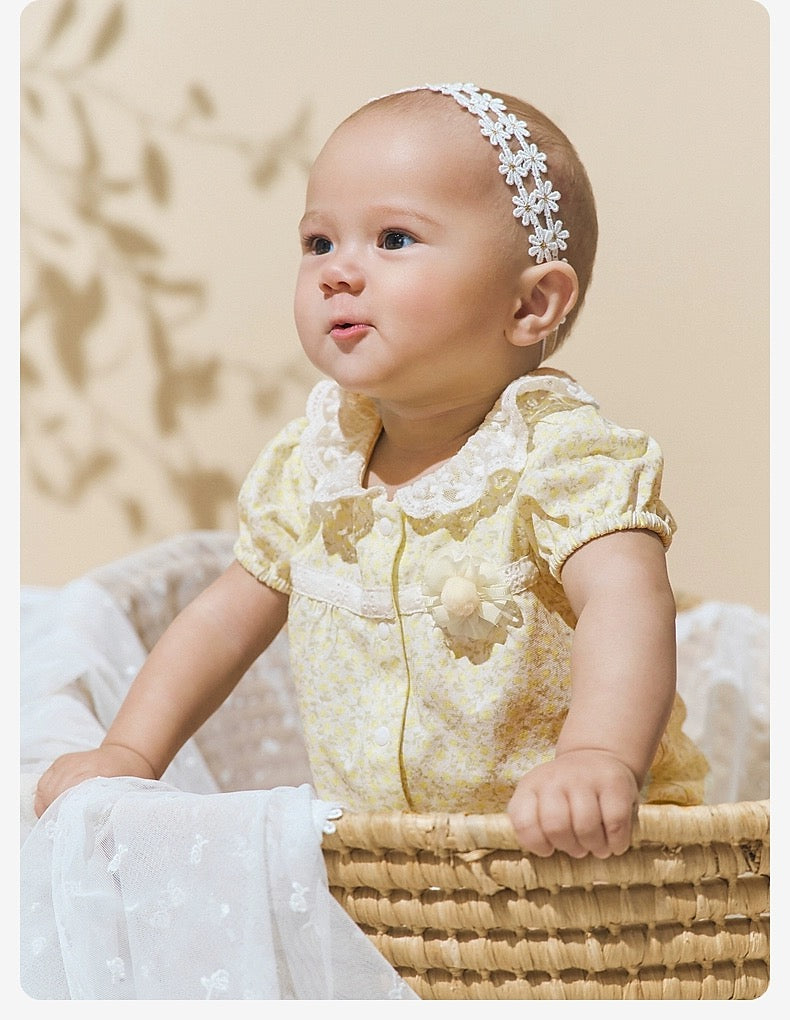 dave&bella デイブベラ イエローフローラルロンパース DB2240726