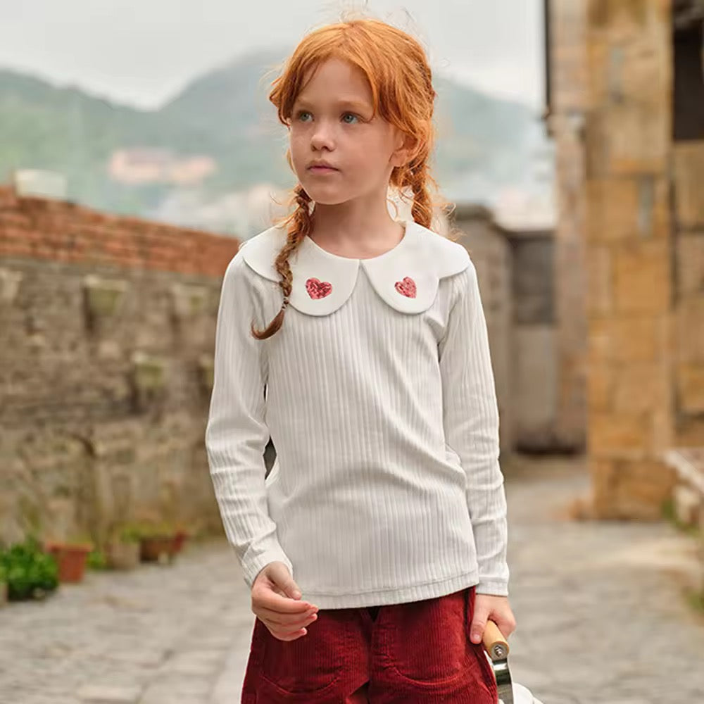 【予約】dave&bella デイブベラ ハート襟リブトップス DK3252660