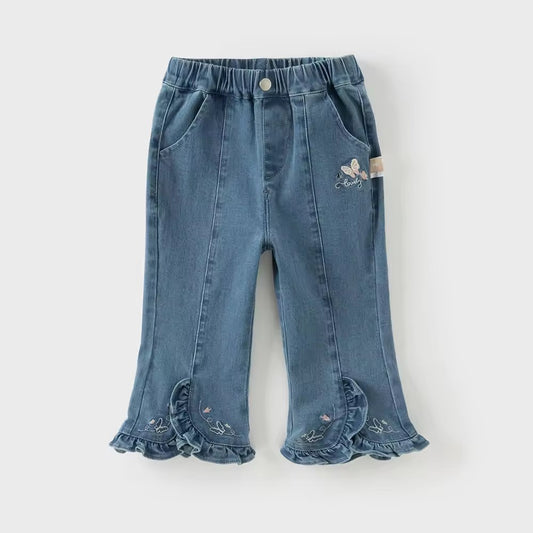 【予約】dave&bella デイブベラ 裾フリルちょうちょ刺繍デニム DB3252856