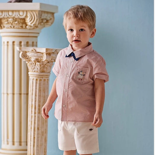 dave&bella デイブベラ ボウタイ付きカモメ刺繍ストライプシャツ&パンツセット DB2248685