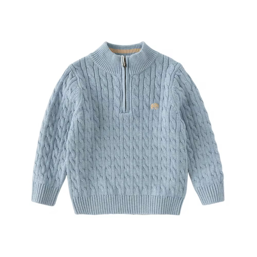 【予約】dave&bella デイブベラ カシミヤ混ケーブル編みハーフジップセーター DB4253597