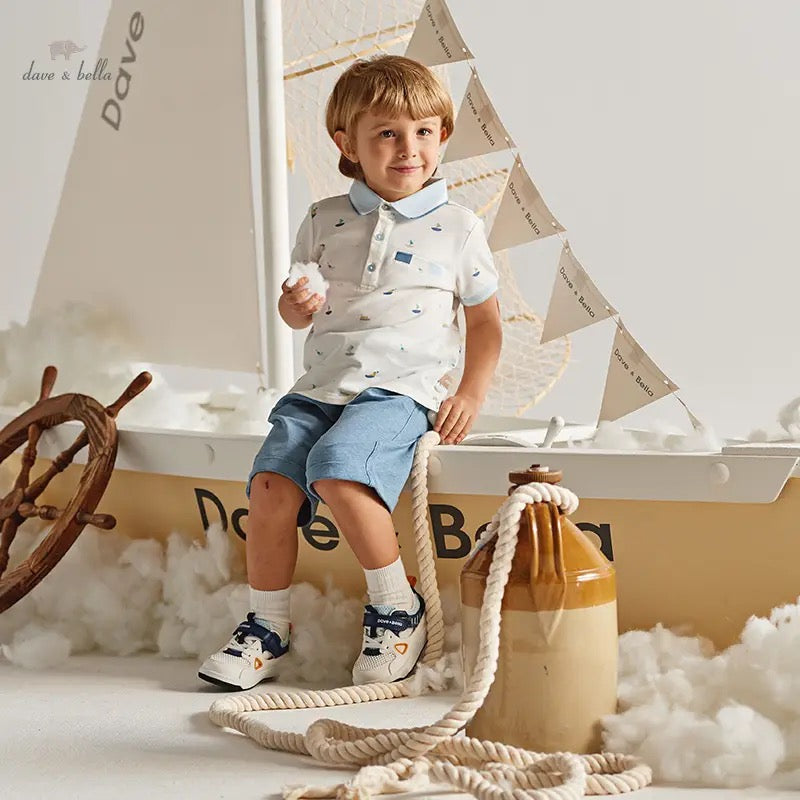 dave&bella デイブベラ ヨットデザインポロシャツ&ハーフパンツセット DB2241012