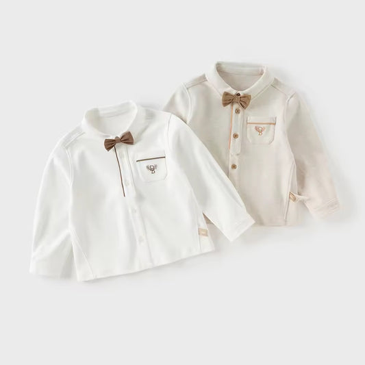 【予約】dave&bella デイブベラ ボウタイ付きロゴ刺繍シャツ DB3253496