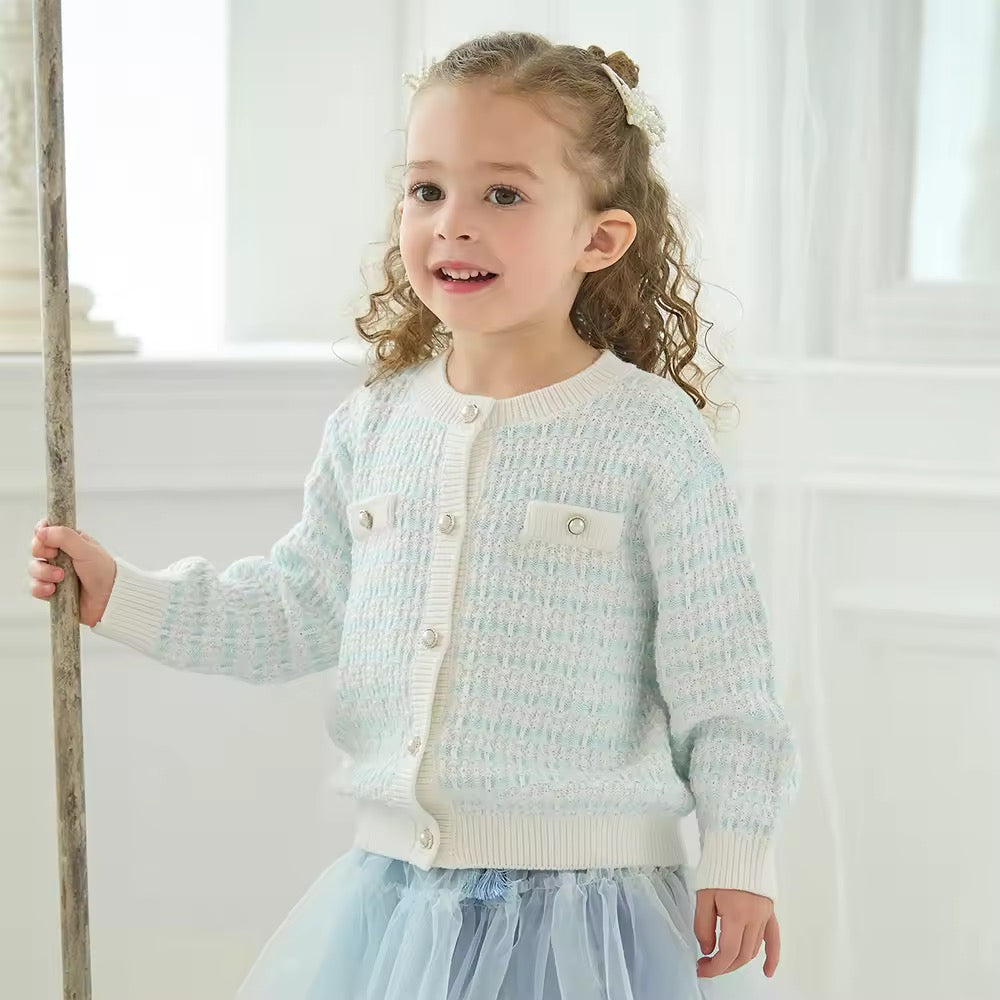 【予約】dave&bella デイブベラ ライトブルーチェックカーディガン DB3253543