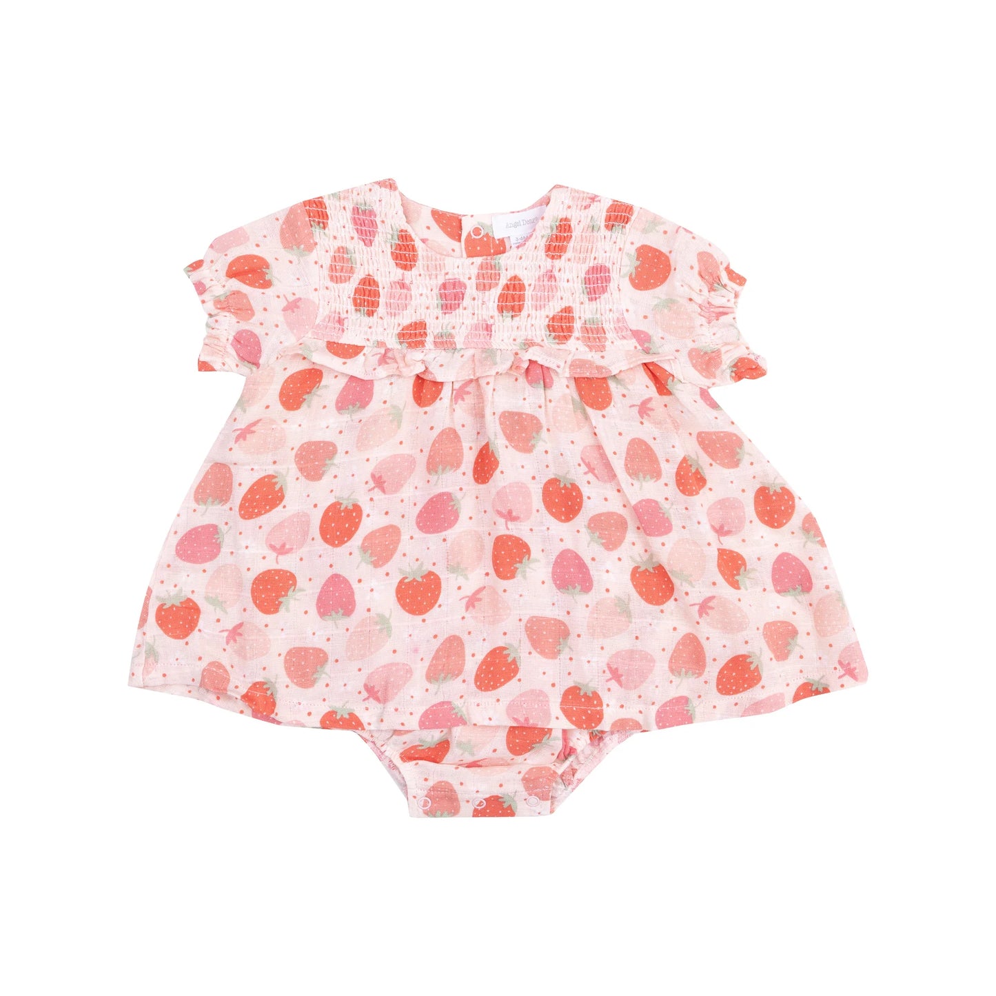 ANGEL DEAR Smocked Ruffle Bubble with Skirt - - Strawberry Bliss