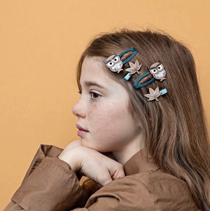 MIMI&LULA Oscar owl clips CHESTNUT