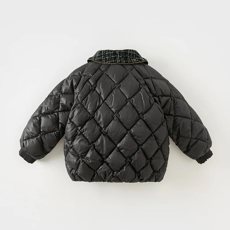 【100cm last one】dave&bella デイブベラ ブラックツイードMIXダウンジャケット DB4237293