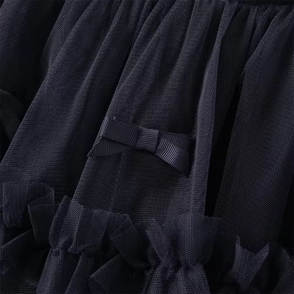 【予約】dave&bella デイブベラ ブラックリボンチュールスカートレギンス DK3253061