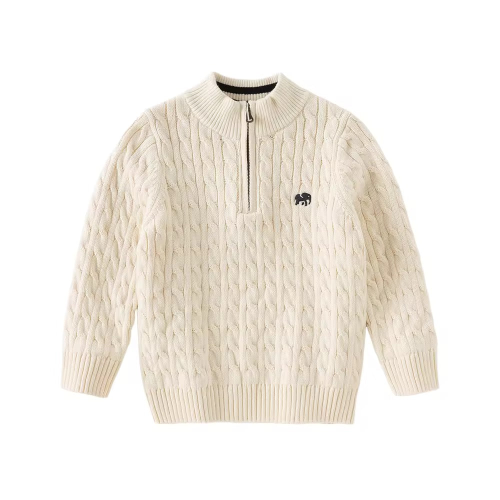 【予約】dave&bella デイブベラ カシミヤ混ケーブル編みハーフジップセーター DB4253597