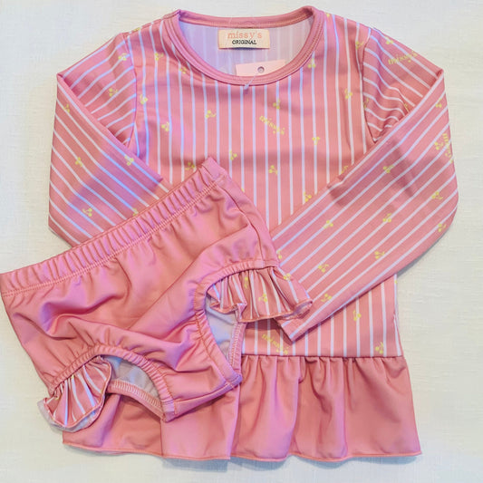 missy'sオリジナル  Girls cherry stripe swimwear separate