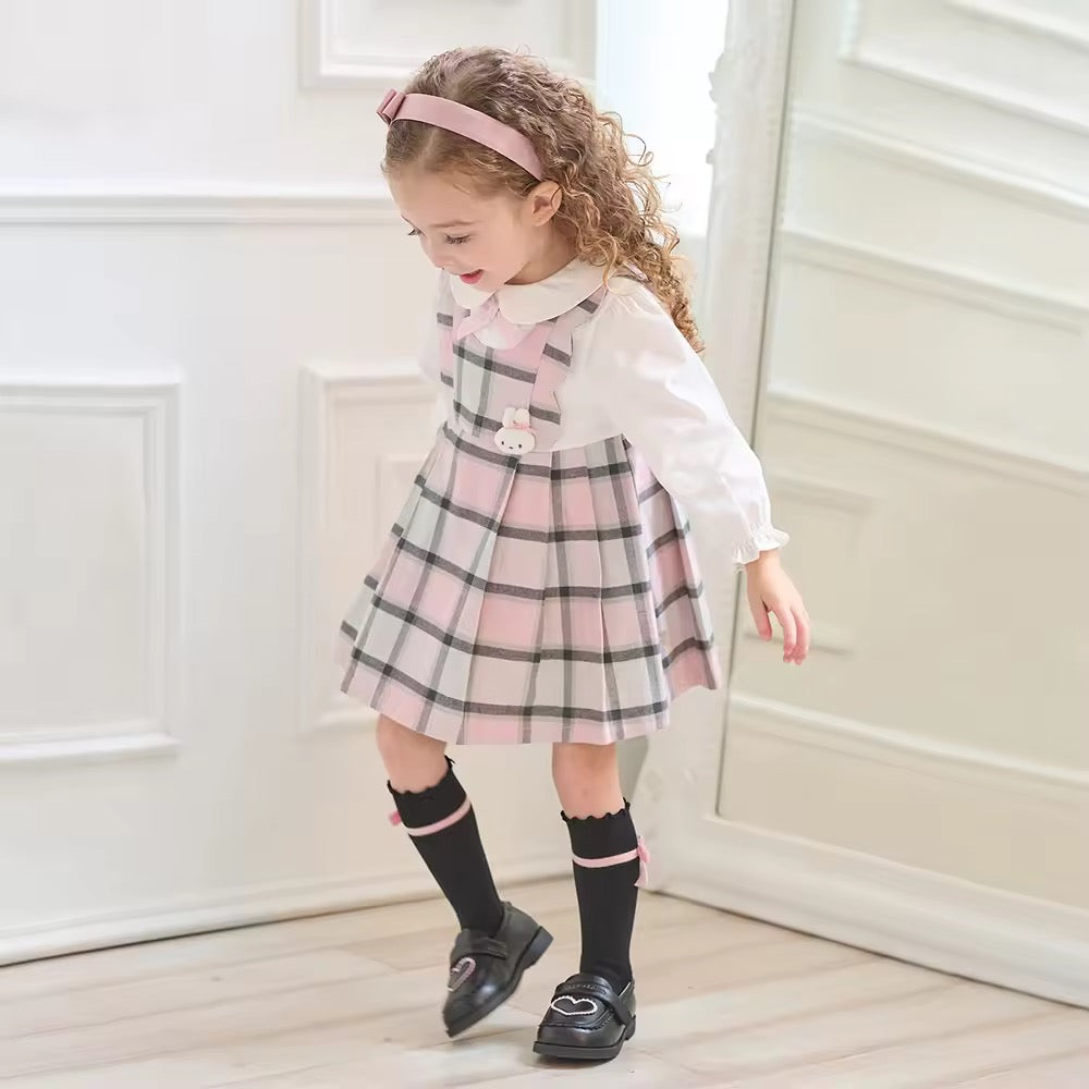 【予約】dave&bella デイブベラ ピンクチェックプリーツスカートワンピース DB3252638