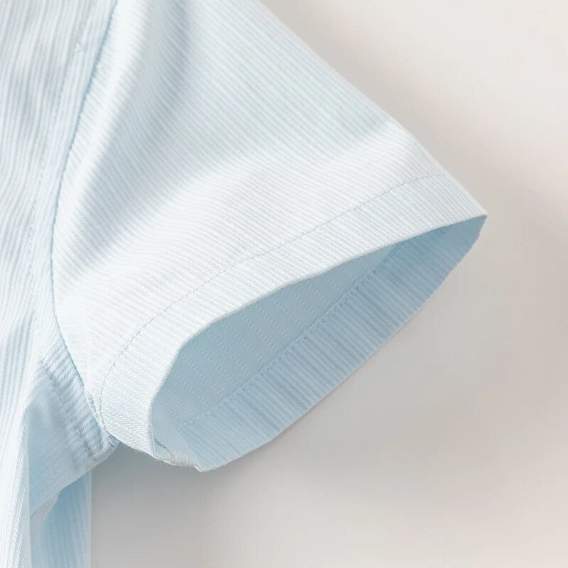 dave&bella デイブベラ ボウタイ付きライトブルートップス&ハーフパンツセット DB2241005