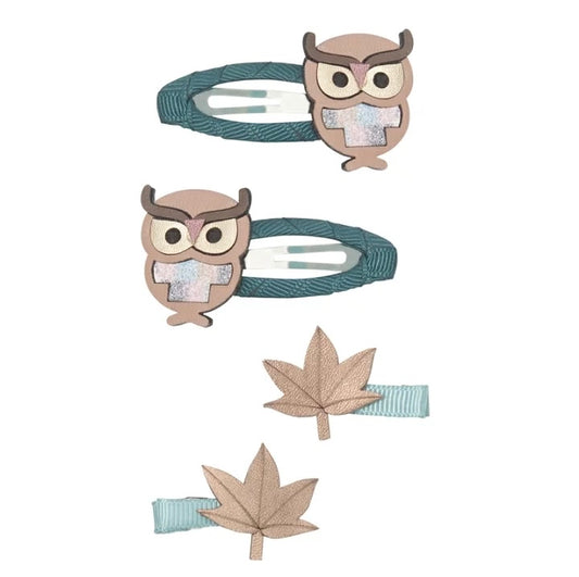 MIMI&LULA Oscar owl clips CHESTNUT