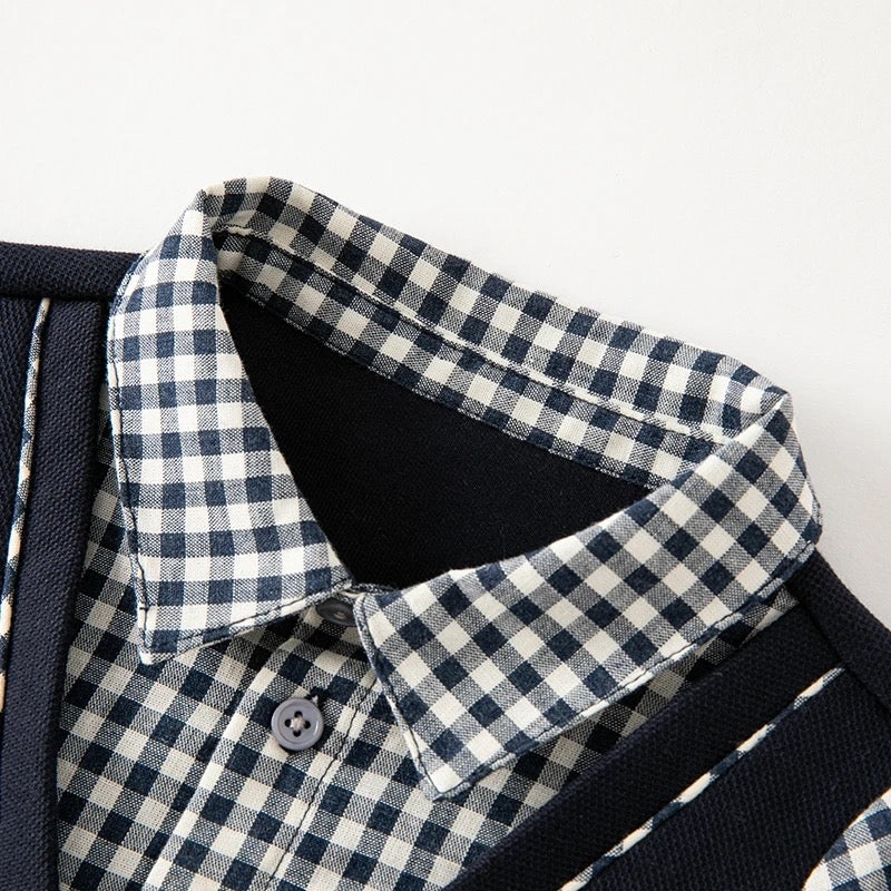 【80cm last one】dave&bella デイブベラ ネイビーベストドッキングシャツ&パンツセット DB3237078