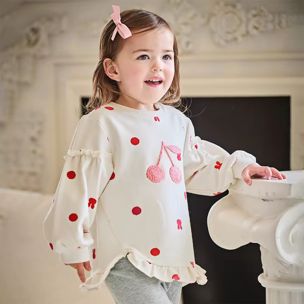 【予約】dave&bella デイブベラ ドットチェリー刺繍トップス&レギンスセット DB3253158