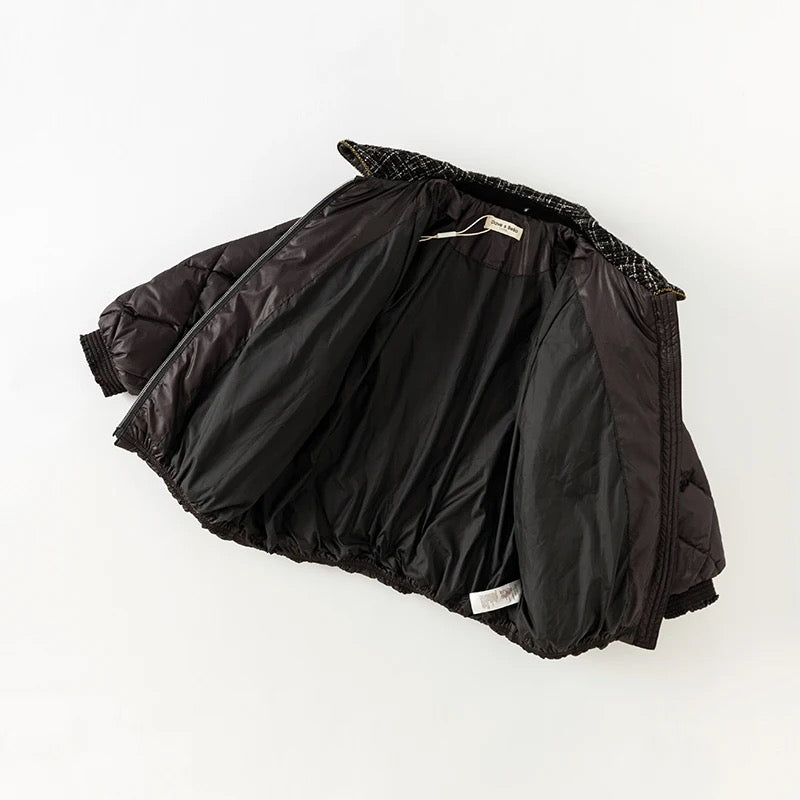 【100cm last one】dave&bella デイブベラ ブラックツイードMIXダウンジャケット DB4237293