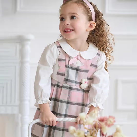 【予約】dave&bella デイブベラ ピンクチェックプリーツスカートワンピース DB3252638