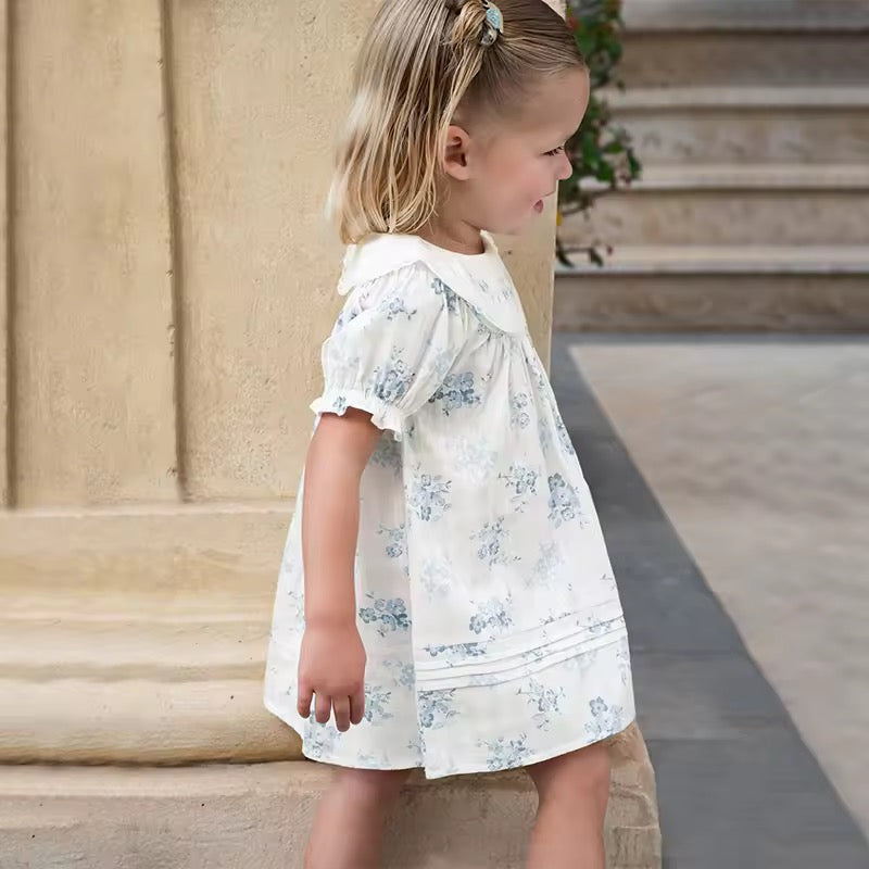 dave&bella デイブベラ 刺繍襟ブルーフローラルワンピース DB2252332