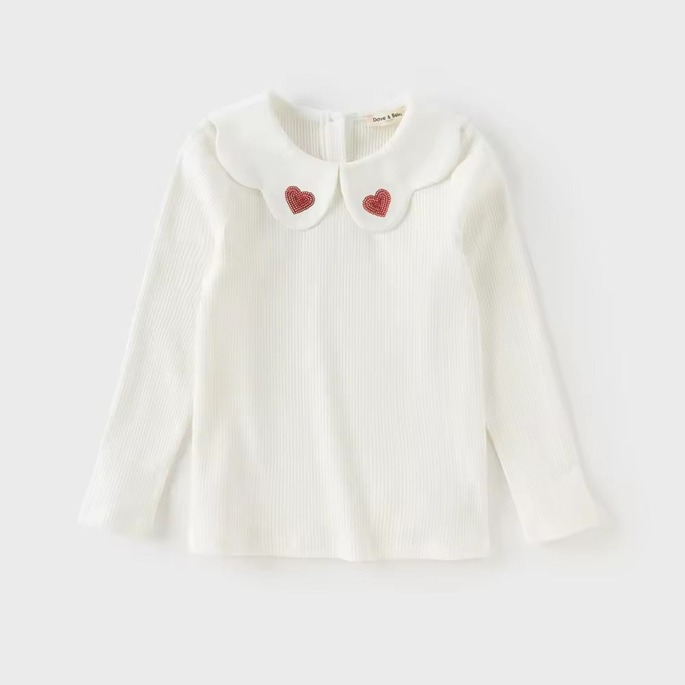 【予約】dave&bella デイブベラ ハート襟リブトップス DK3252660